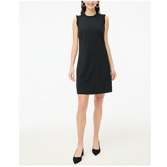 J. Crew Factory Dresses & Skirts - J. Crew Petite Ruffleneck Sleeveless Suiting Mini Dress Black Size 8P NWT